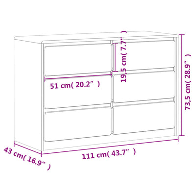 Drawer Cabinet SAUDA Oak 111x43x73.5 cm Solid Wood Pine