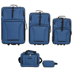 vidaXL 5 Piece Travel Luggage Set Bule Fabric 2