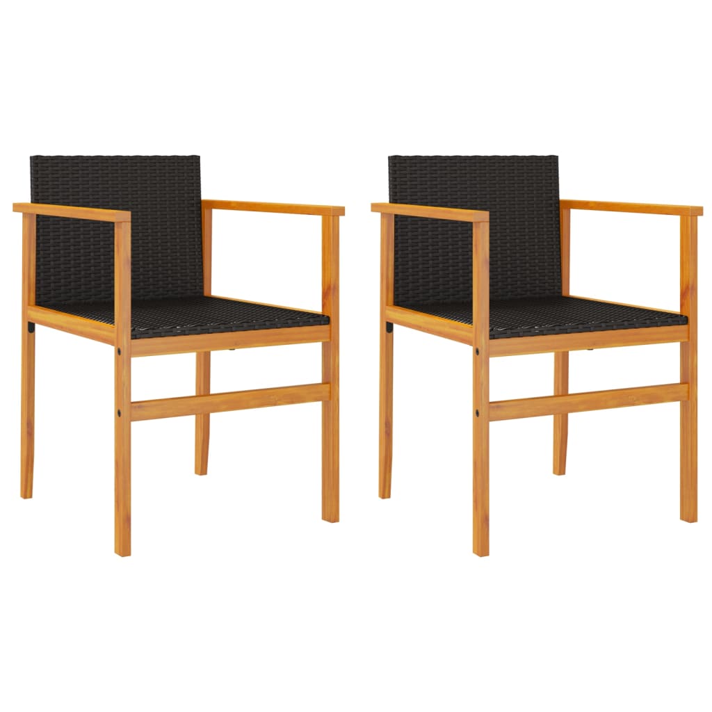 vidaXL Garden Chairs 2 pcs Black Poly Rattan&Solid Wood 2