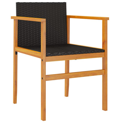 Garden Chairs 2 pcs Black Poly Rattan&Solid Wood