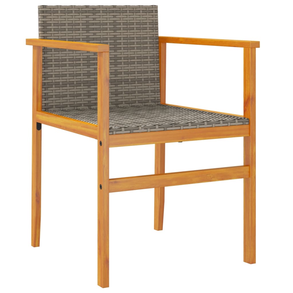 vidaXL Garden Chairs 2 pcs Grey Poly Rattan&Solid Wood 4
