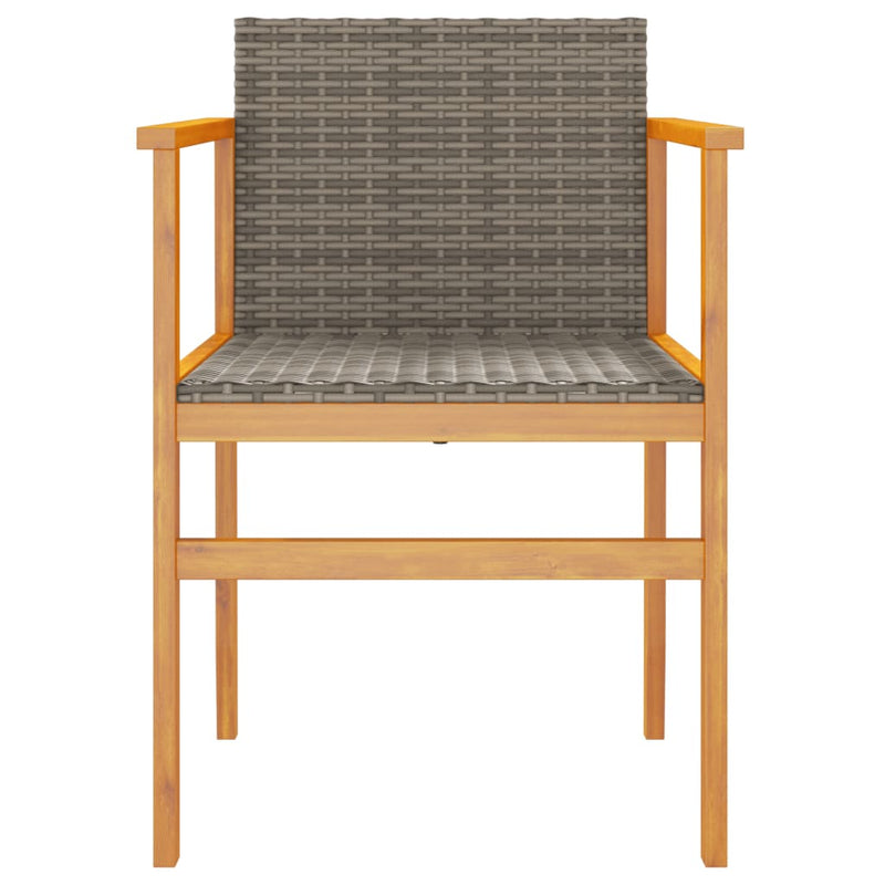 Garden Chairs 2 pcs Grey Poly Rattan&Solid Wood