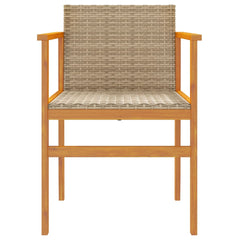 vidaXL Garden Chairs 2 pcs Beige Poly Rattan&Solid Wood 5
