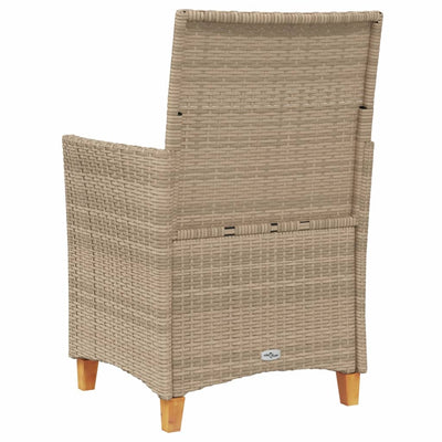 Garden Chairs with Cushions 2 pcs Beige Poly Rattan&Solid Wood