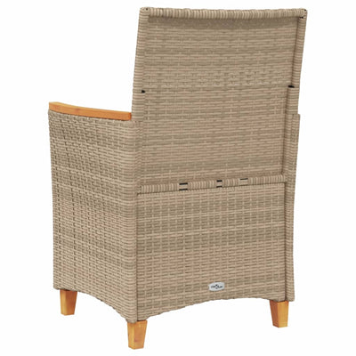 Garden Chairs with Cushions 2 pcs Beige Poly Rattan&Solid Wood