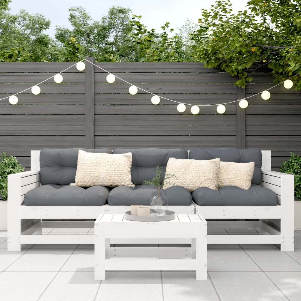 vidaXL Garden Footstool White 62x30x32 cm Solid Wood Pine 3
