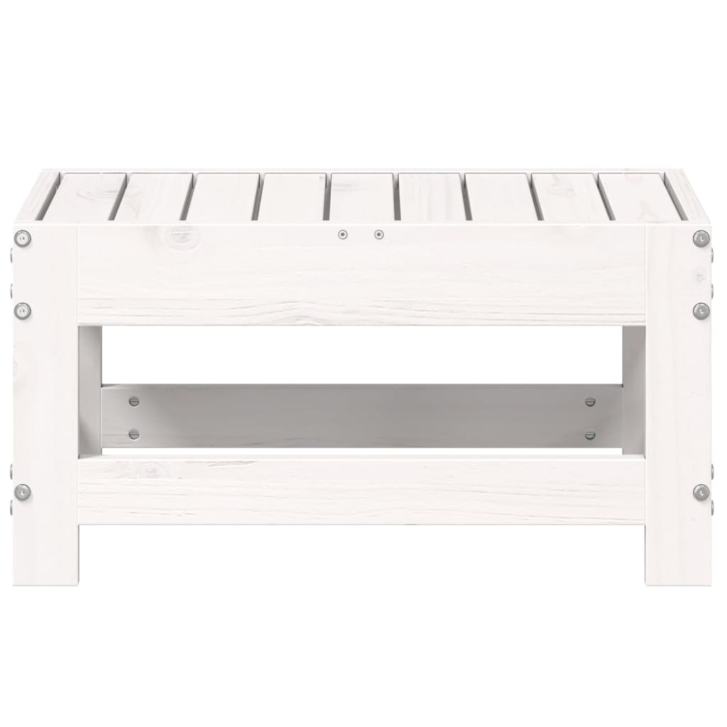vidaXL Garden Footstool White 62x30x32 cm Solid Wood Pine 4