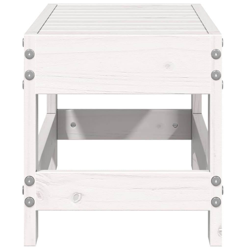 vidaXL Garden Footstool White 62x30x32 cm Solid Wood Pine 5