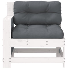 vidaXL Garden Armrest Sofa with Cushion White Solid Wood Pine 4