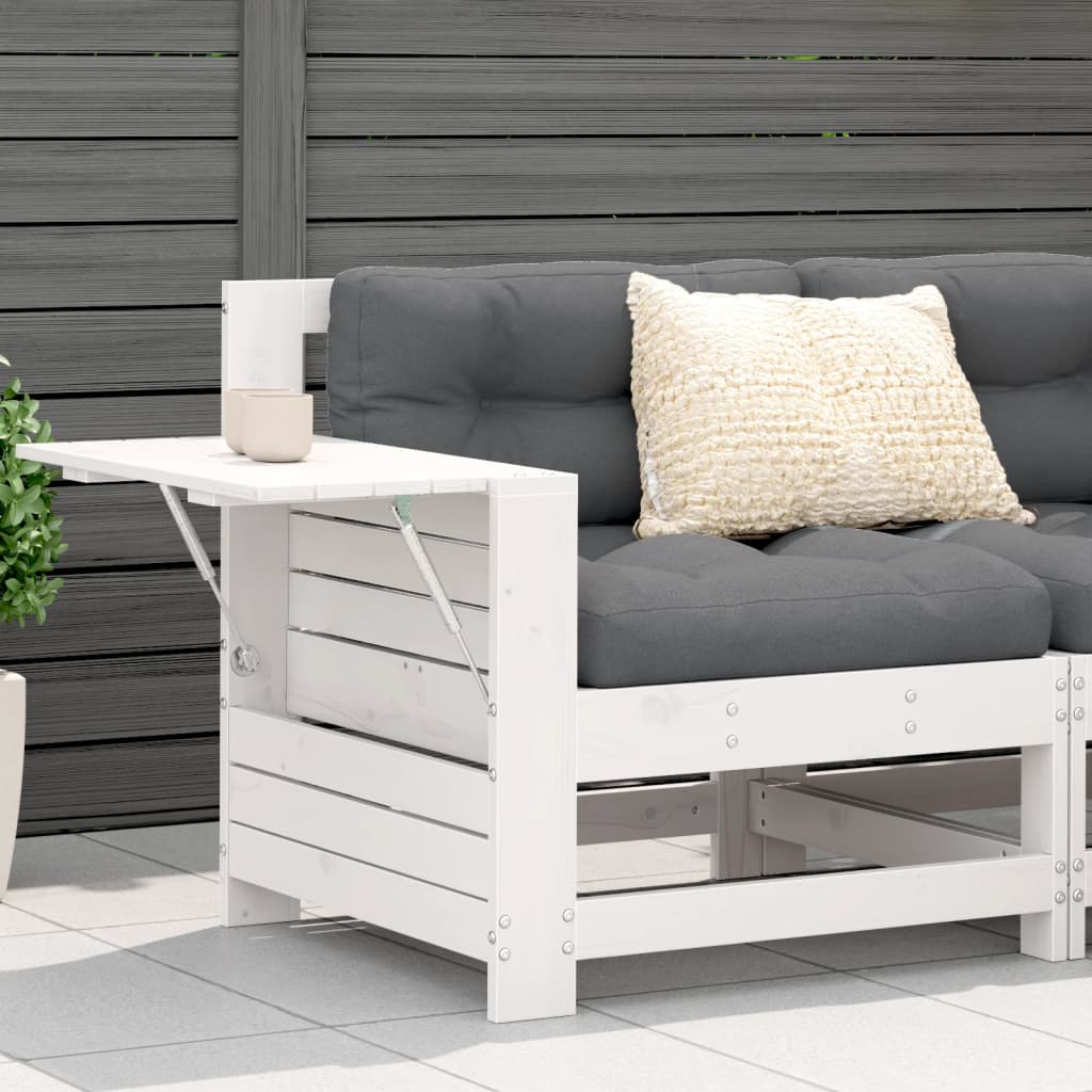 vidaXL Garden Armrest Sofa with Cushion White Solid Wood Pine 1