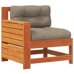 vidaXL Garden Armrest Sofa with Cushion Wax Brown Solid Wood Pine 2