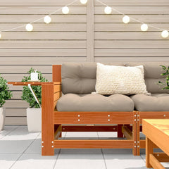 vidaXL Garden Armrest Sofa with Cushion Wax Brown Solid Wood Pine 3