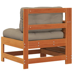 vidaXL Garden Armrest Sofa with Cushion Wax Brown Solid Wood Pine 6