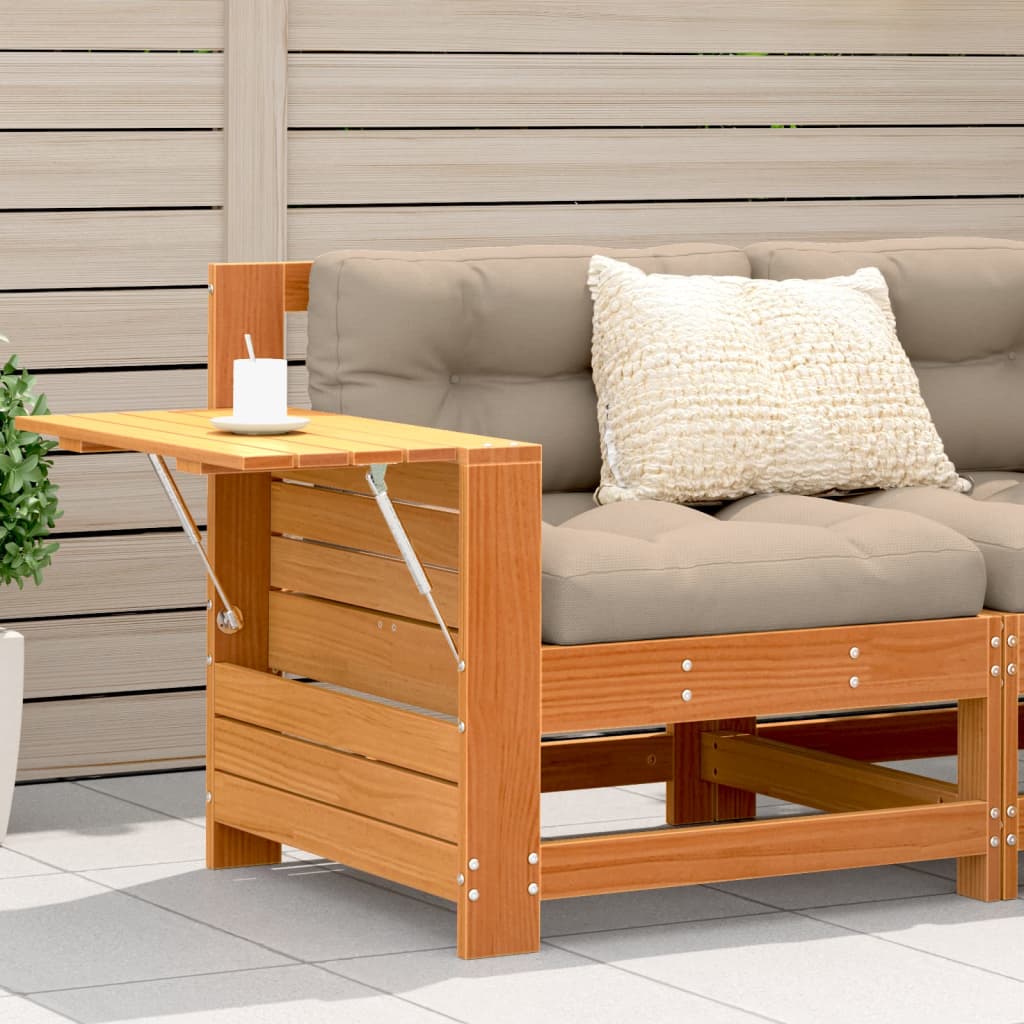 vidaXL Garden Armrest Sofa with Cushion Wax Brown Solid Wood Pine 1