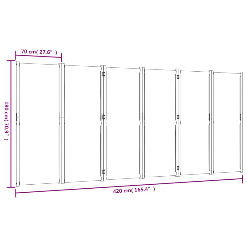 6-Panel Room Divider Light Grey 420x180 cm