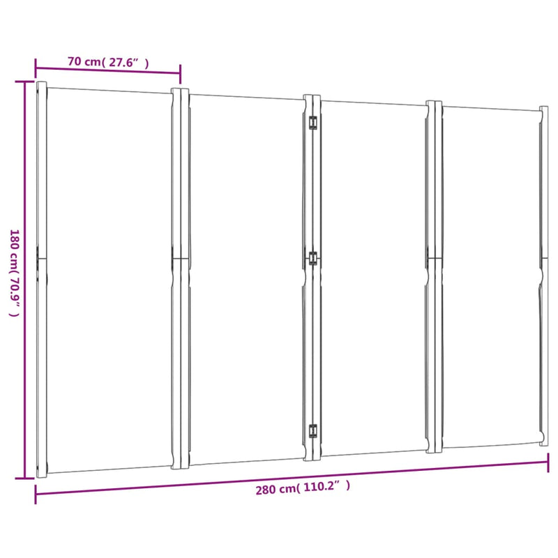 4-Panel Room Divider Dark Blue 280x180 cm