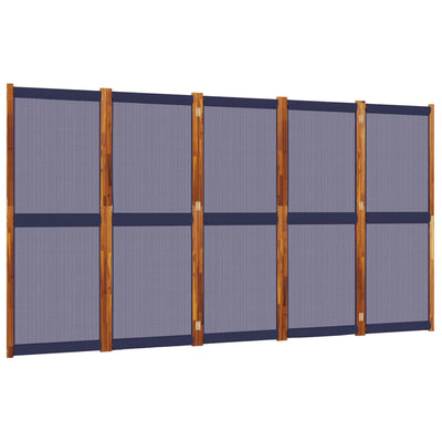 5-Panel Room Divider Dark Blue 350x180 cm