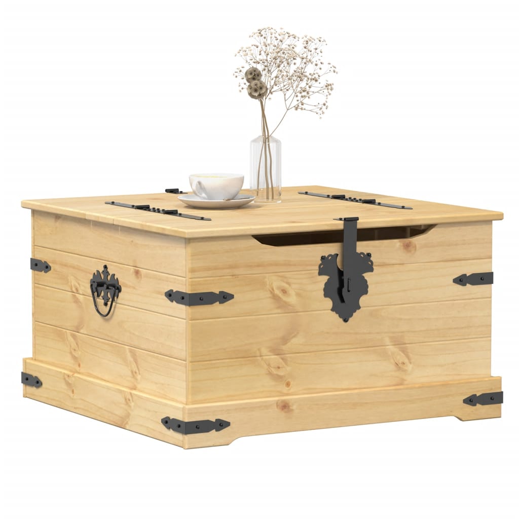 Storage Box "Corona" 78x78x45 cm Solid Wood Pine Honey wax