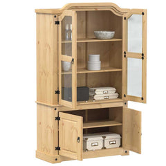 Display Cabinet 103.5 x 42 x 180 cm Solid Pine Wood brown