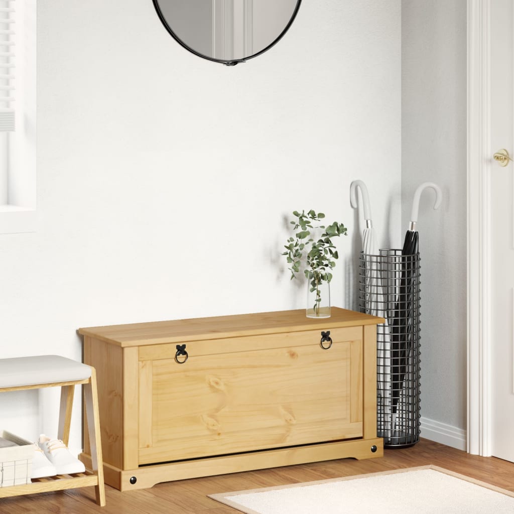 vidaXL Shoe Cabinet "Corona" 99x32x47 cm Solid Wood Pine 3