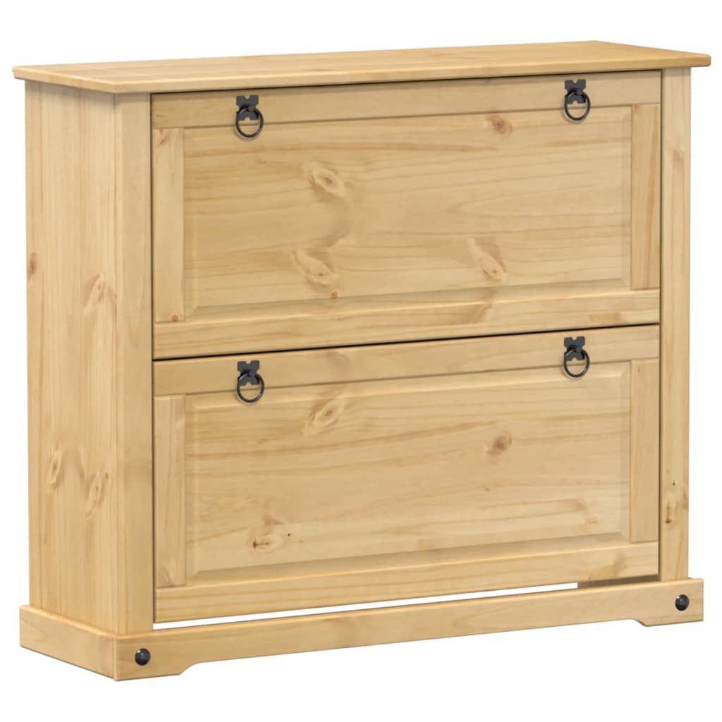 vidaXL Shoe Cabinet "Corona" 99x32x85 cm Solid Wood Pine 2