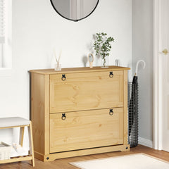 vidaXL Shoe Cabinet "Corona" 99x32x85 cm Solid Wood Pine 3