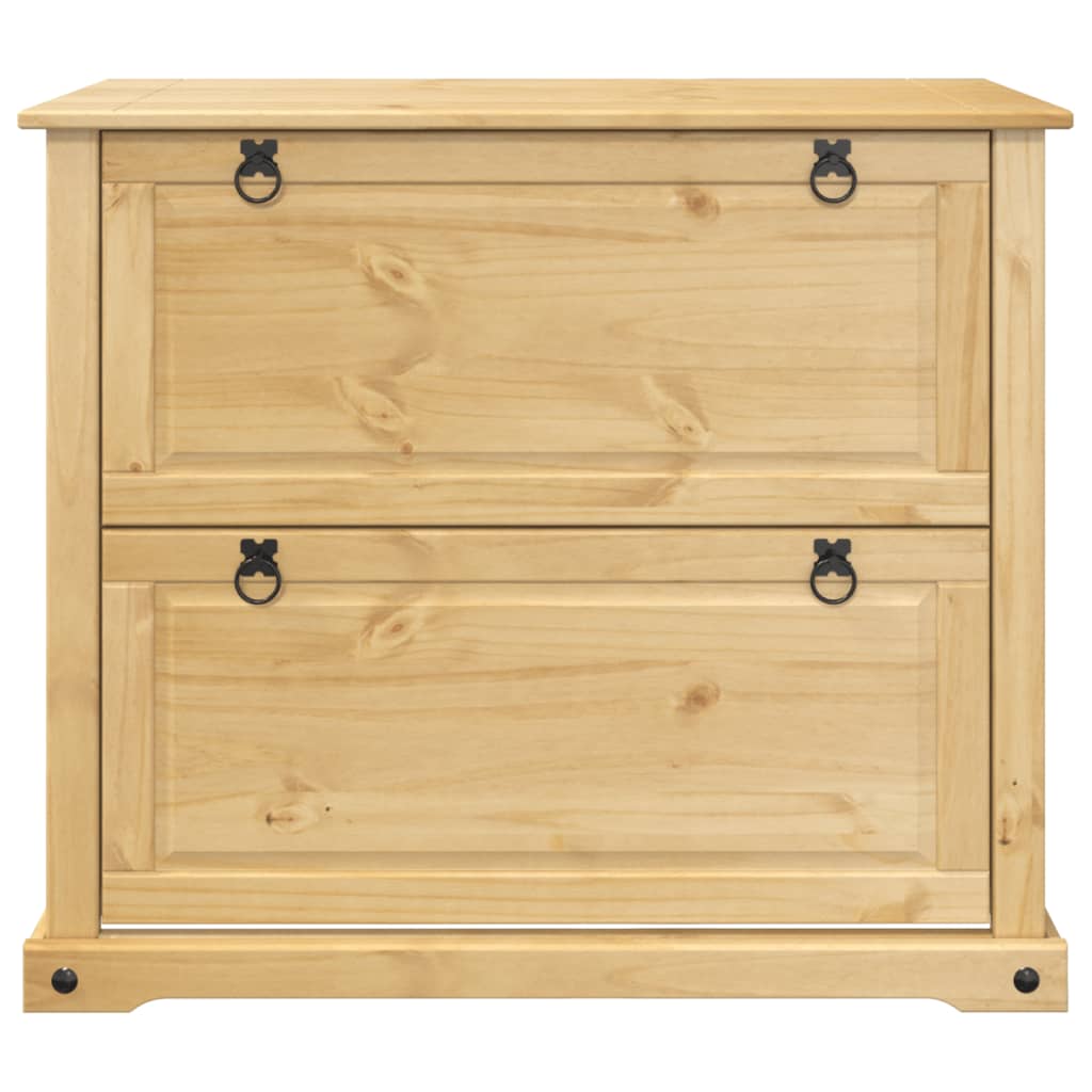 vidaXL Shoe Cabinet "Corona" 99x32x85 cm Solid Wood Pine 4