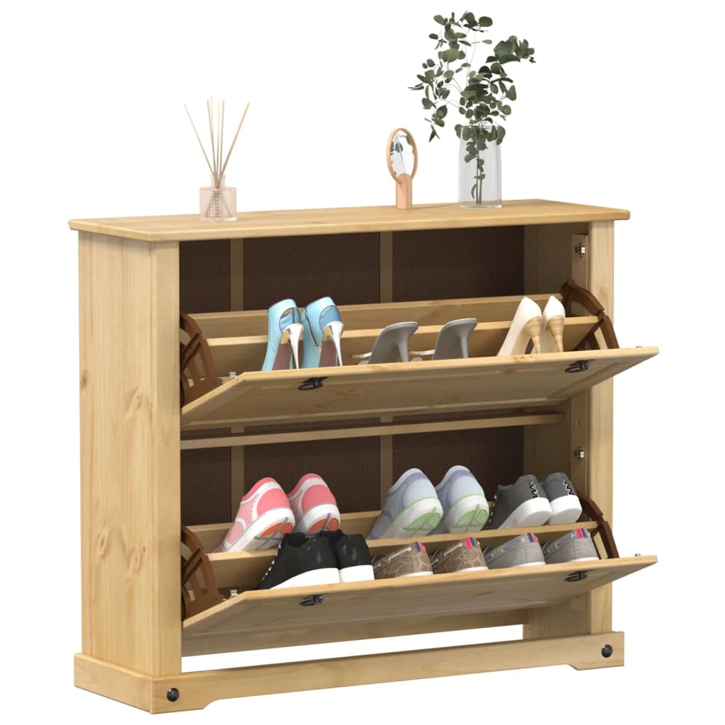 vidaXL Shoe Cabinet "Corona" 99x32x85 cm Solid Wood Pine 1