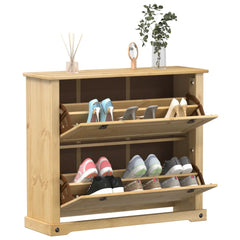 vidaXL Shoe Cabinet "Corona" 99x32x85 cm Solid Wood Pine 1
