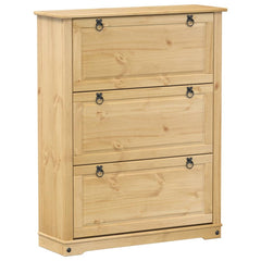 vidaXL Shoe Cabinet "Corona" 99x32x124,5 cm Solid Wood Pine 2