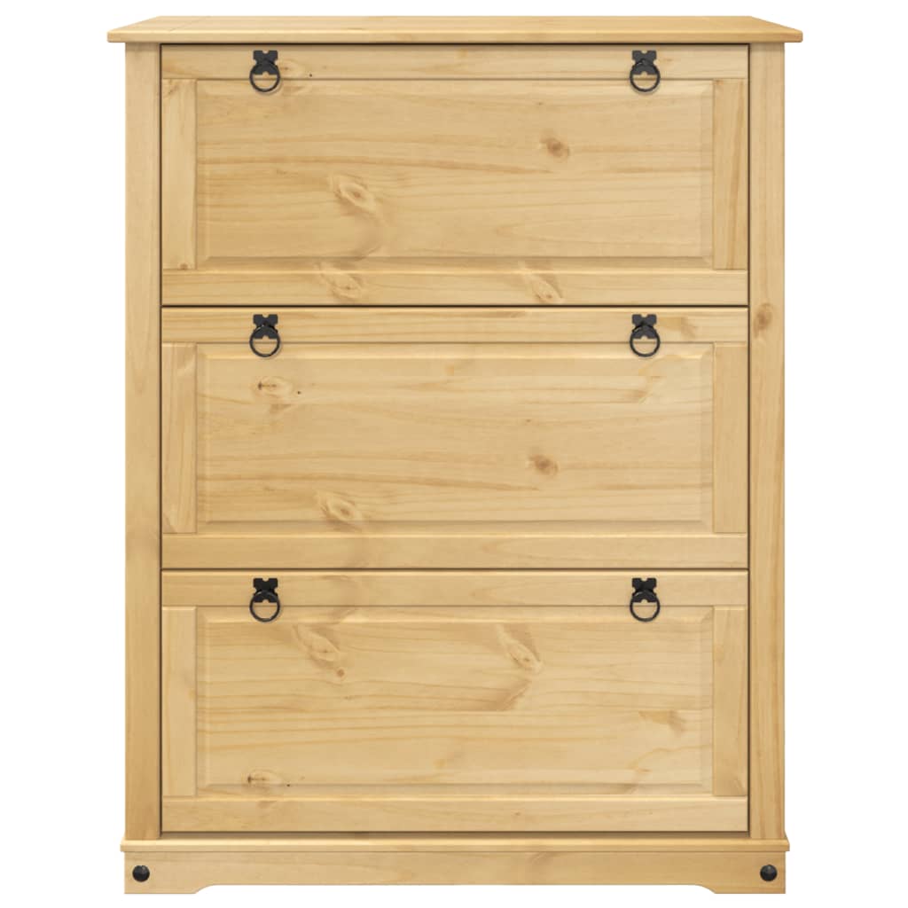 vidaXL Shoe Cabinet "Corona" 99x32x124,5 cm Solid Wood Pine 4