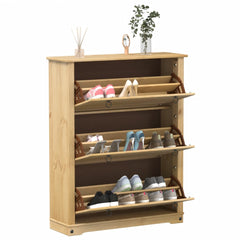 vidaXL Shoe Cabinet "Corona" 99x32x124,5 cm Solid Wood Pine 1