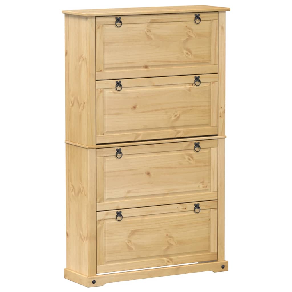 vidaXL Shoe Cabinet "Corona" 99x32x163,5 cm Solid Wood Pine 2