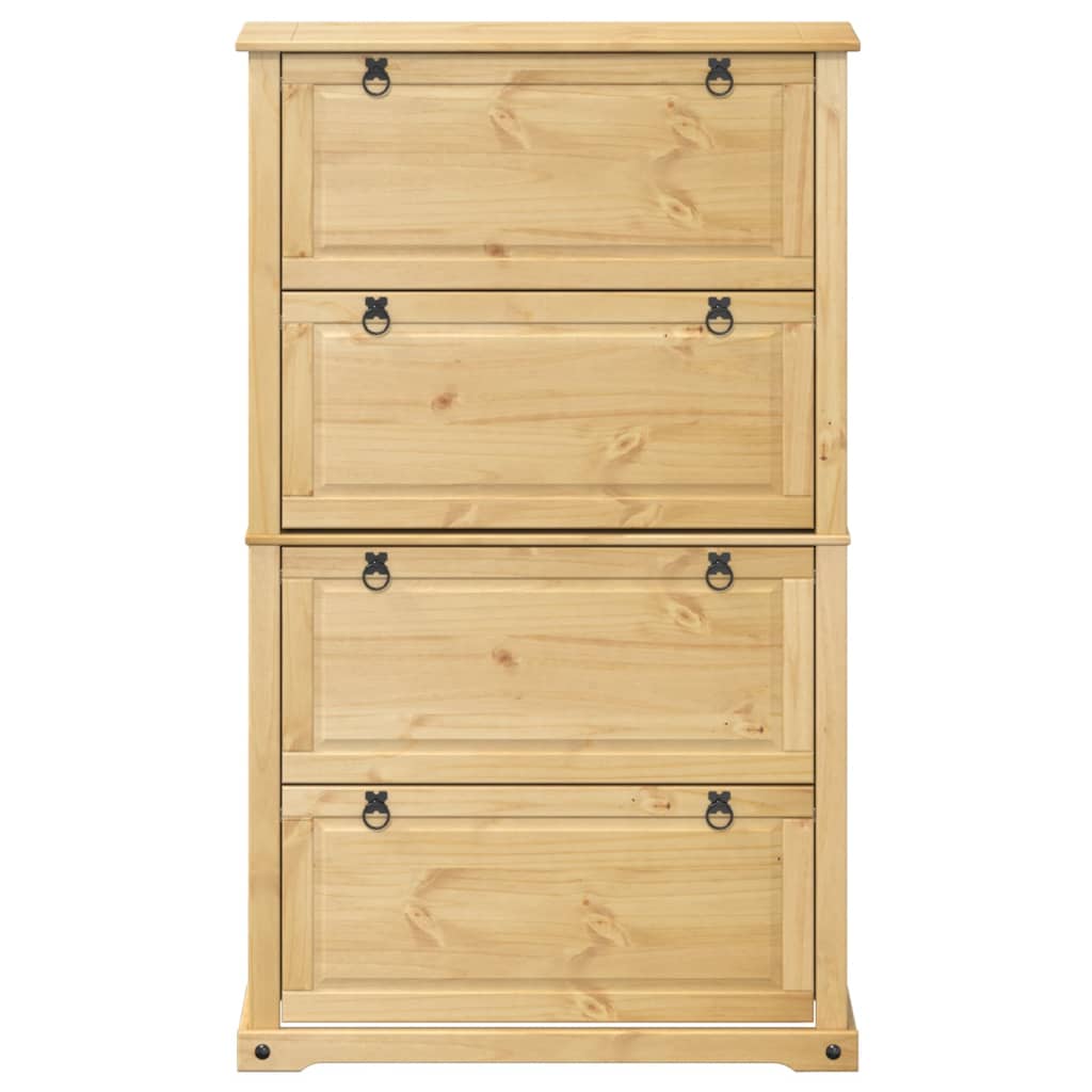 vidaXL Shoe Cabinet "Corona" 99x32x163,5 cm Solid Wood Pine 4