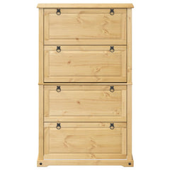 vidaXL Shoe Cabinet "Corona" 99x32x163,5 cm Solid Wood Pine 4