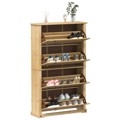 vidaXL Shoe Cabinet "Corona" 99x32x163,5 cm Solid Wood Pine 1