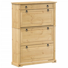 vidaXL Shoe Cabinet "Corona" 99x32x138 cm Solid Wood Pine 2