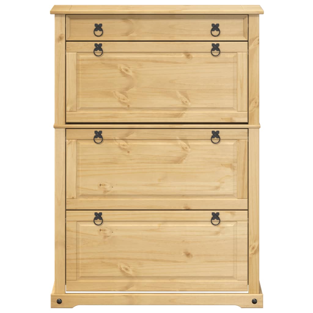 vidaXL Shoe Cabinet "Corona" 99x32x138 cm Solid Wood Pine 4