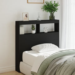 vidaXL Headboard Cabinet with LED Black 100x17x102 cm 1