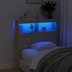 vidaXL Headboard Cabinet with LED Sonoma Oak 100x17x102 cm 4