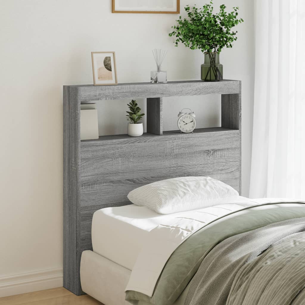 vidaXL Headboard Cabinet with LED 100 x 17 x 102 cm