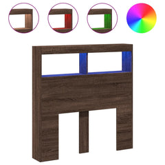 Headboard Cabinet with LED 100 x 17 x 102 cm Brown oak