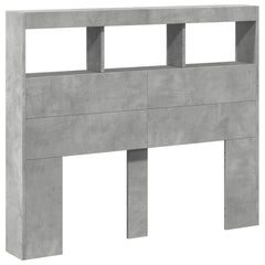vidaXL Headboard Cabinet with LED Concrete Grey 120x17x102 cm 3