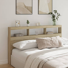 Headboard Cabinet with LED 180 x 17 x 102 cm Sonoma oak