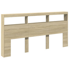Headboard Cabinet with LED 200 x 17 x 102 cm Sonoma oak