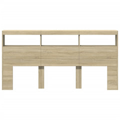 Headboard Cabinet with LED 200 x 17 x 102 cm Sonoma oak