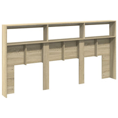 Headboard Cabinet with LED 200 x 17 x 102 cm Sonoma oak