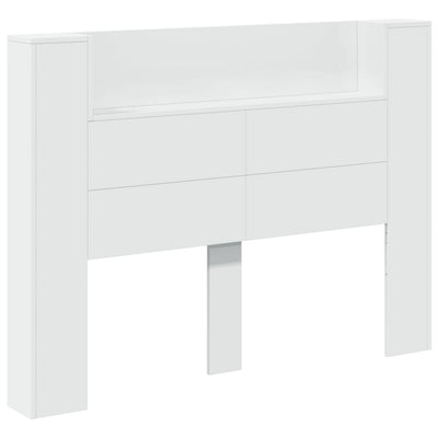 Headboard Cabinet with LED White 140x16.5x103.5 cm