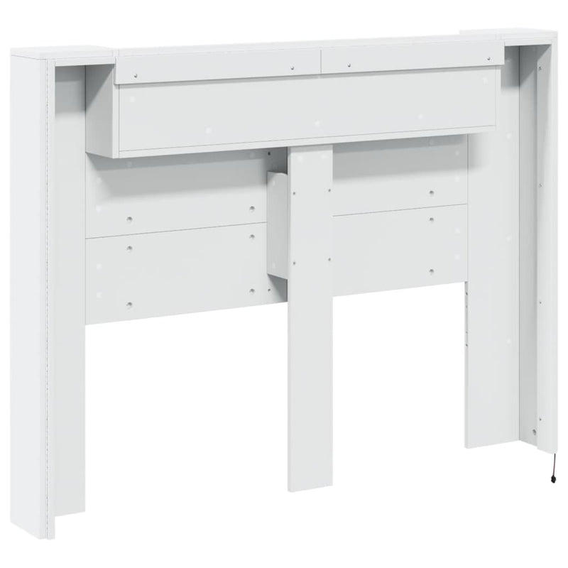 Headboard Cabinet with LED White 140x16.5x103.5 cm