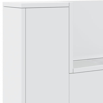 Headboard Cabinet with LED White 140x16.5x103.5 cm